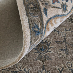 Area Rug, 8 ft x 10 ft, Warm Gray with Oriental Pattern