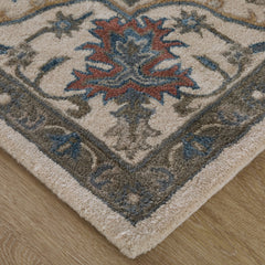 Area Rug, 8 ft x 10 ft, Warm Gray with Oriental Pattern