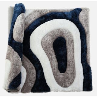 Area Rug, 8 ft x 10 ft, White Polyester with Cotton Backing
