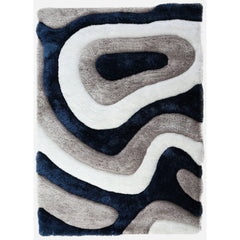 Area Rug, 8 ft x 10 ft, White Polyester with Cotton Backing