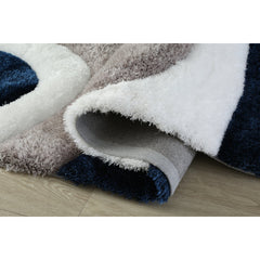 Area Rug, 8 ft x 10 ft, White Polyester with Cotton Backing