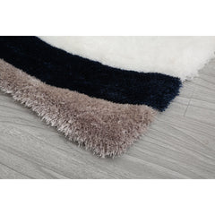 Area Rug, 8 ft x 10 ft, White Polyester with Cotton Backing