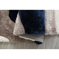 Area Rug, 8 ft x 10 ft, White Polyester with Cotton Backing