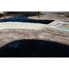 Area Rug, 8 ft x 10 ft, White Polyester with Cotton Backing
