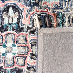 Area Rug, 8 ft x 10 ft with Blue and Pink Oriental Pattern