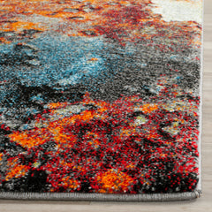 Area Rug, 8 Ft x 10 Ft with Blue/Multi Abstract Polypropylene