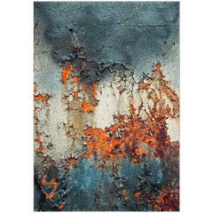 Area Rug, 8 Ft x 10 Ft with Blue/Multi Abstract Polypropylene