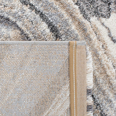 Area Rug, 8 Ft X 10 Ft with Ivory, Gray and Tan Agate Print