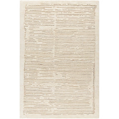 Area Rug, 8 Ft x 10 Ft, Wool in Beige and Brown