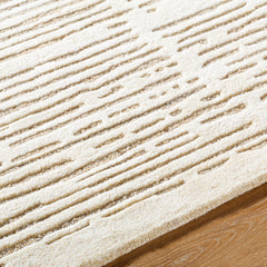 Area Rug, 8 Ft x 10 Ft, Wool in Beige and Brown