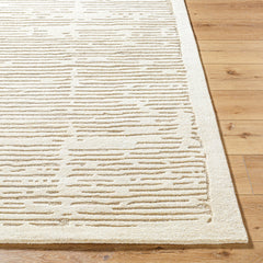 Area Rug, 8 Ft x 10 Ft, Wool in Beige and Brown