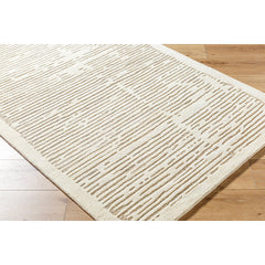 Area Rug, 8 Ft x 10 Ft, Wool in Beige and Brown