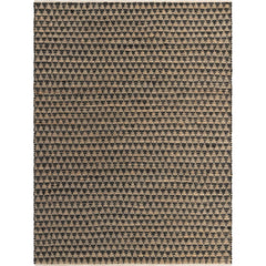 Area Rug, 8 Ft X 11 Ft, Black Cotton with Jute Backing