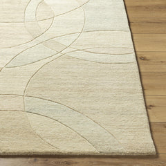 Area Rug, 8 ft x 11 ft, Hand Tufted Wool in Beige and Brown