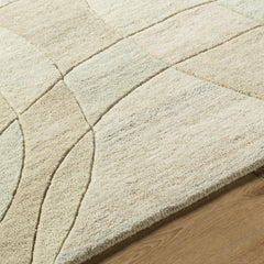 Area Rug, 8 ft x 11 ft, Hand Tufted Wool in Beige and Brown