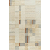 Area Rug, 8 ft x 11 ft, Hand Tufted Wool in Cream, Gray and Brown