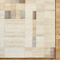 Area Rug, 8 ft x 11 ft, Hand Tufted Wool in Cream, Gray and Brown