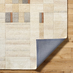 Area Rug, 8 ft x 11 ft, Hand Tufted Wool in Cream, Gray and Brown