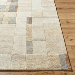 Area Rug, 8 ft x 11 ft, Hand Tufted Wool in Cream, Gray and Brown