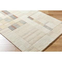 Area Rug, 8 ft x 11 ft, Hand Tufted Wool in Cream, Gray and Brown