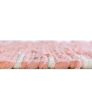 Area Rug, 8 ft x 11 ft Hand-Woven Cotton in Pink