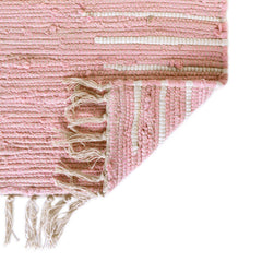 Area Rug, 8 ft x 11 ft Hand-Woven Cotton in Pink