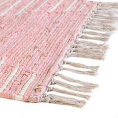 Area Rug, 8 ft x 11 ft Hand-Woven Cotton in Pink