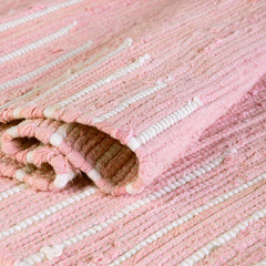 Area Rug, 8 ft x 11 ft Hand-Woven Cotton in Pink