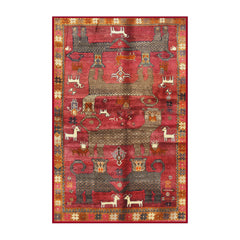 Area Rug, 8 ft x 12 ft, Red Chenille with Oriental Pattern