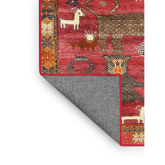 Area Rug, 8 ft x 12 ft, Red Chenille with Oriental Pattern