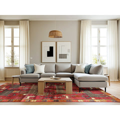 Area Rug, 8 ft x 12 ft, Red Chenille with Oriental Pattern