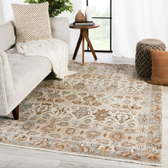 Area Rug, 8' x 10'6" with Beige and Rust Oriental Pattern