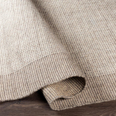 Area Rug, 8' x 10', Beige and Brown Wool with Fringe