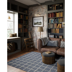 Area Rug, 8' x 10', Blue Hand-Tufted Wool with Geometric Pattern
