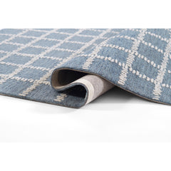 Area Rug, 8' x 10', Blue Hand-Tufted Wool with Geometric Pattern