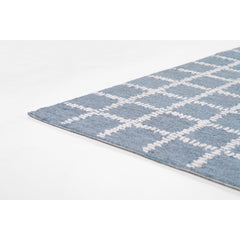 Area Rug, 8' x 10', Blue Hand-Tufted Wool with Geometric Pattern