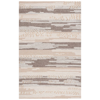 Area Rug, 8 x 10 ft, Beige/Brown/Cream with Hand Woven Wool and Cotton