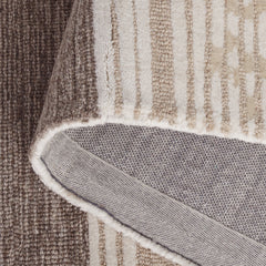 Area Rug, 8 x 10 ft, Beige/Brown/Cream with Hand Woven Wool and Cotton