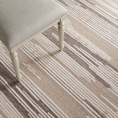 Area Rug, 8 x 10 ft, Beige/Brown/Cream with Hand Woven Wool and Cotton