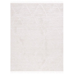 Area Rug, 8 x 10 ft, Beige Polyester with Geometric Pattern
