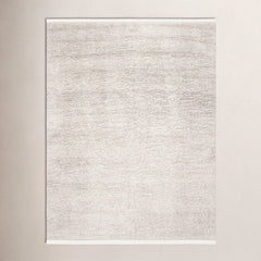 Area Rug, 8 x 10 Ft, Beige Wool with Fringe