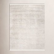 Area Rug, 8 x 10 Ft, Beige Wool with Fringe
