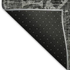 Area Rug, 8 x 10 Ft, Black Polyester Microfiber
