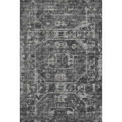 Area Rug, 8 x 10 Ft, Black Polyester Microfiber