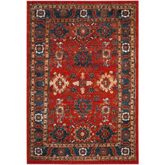 Area Rug, 8 x 10 ft, Blue and Orange with Persian-Inspired Pattern