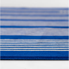 Area Rug, 8 x 10 ft, Blue Wool with Serpentine Stripes