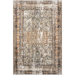 Area Rug, 8 x 10 ft, Brown with Medallion Pattern