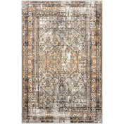 Area Rug, 8 x 10 ft, Brown with Medallion Pattern