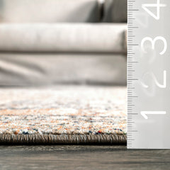Area Rug, 8 x 10 ft, Brown with Medallion Pattern