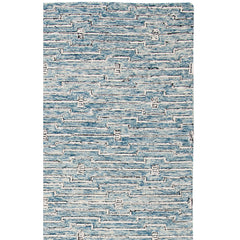 Area Rug, 8 x 10 ft, Chevron in Light Blue/Ivory